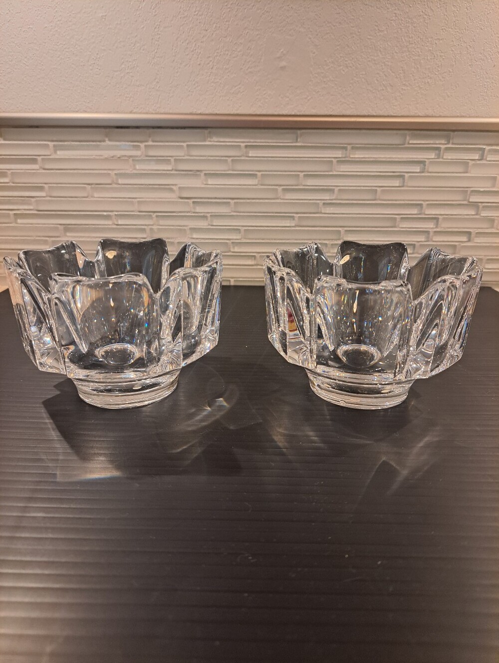 2 Orrefors Corona Crystal Bowl Lars Hellsten Sweden Signed